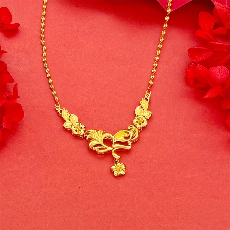 Luxurious and elegant 24K gold plated necklace set for women - A perfect gift for weddings, graduation, or any occasion. Versatile and ideal for teachers or any special event.