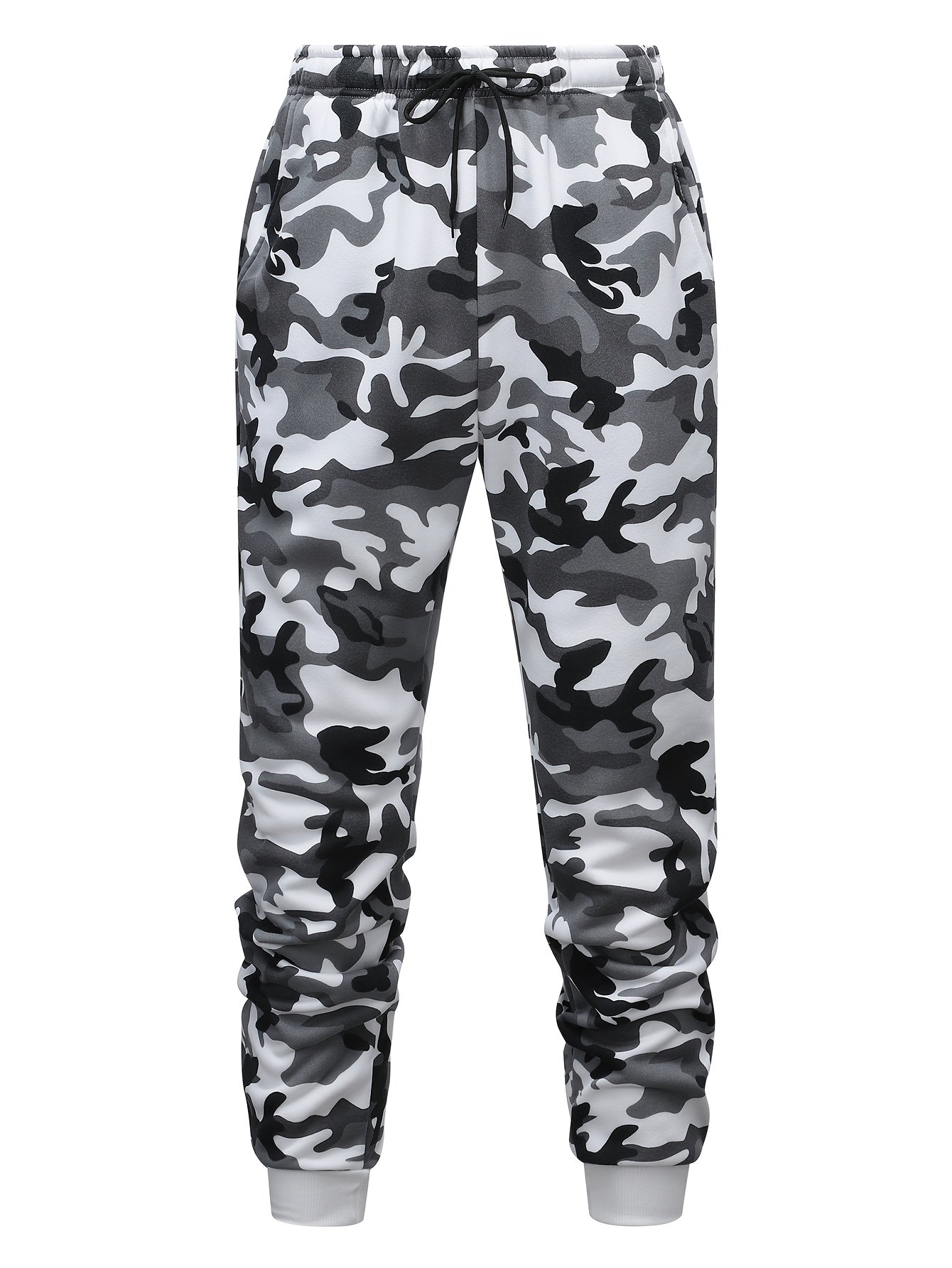 Men's camo hooded sweatshirt and pants set for outdoor activities in fall/winter. 100% polyester with drawstring pullovers and 3D printing. Suitable for hiking, camping, hunting, running