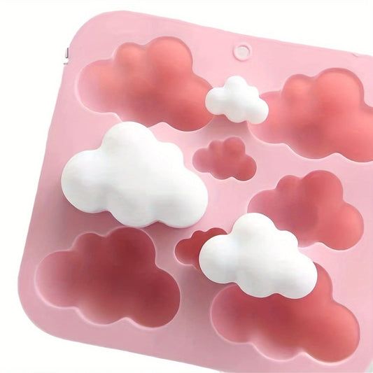 Cloud-Shaped Silicone Mold with 8 Cavities for Candles and Desserts - Perfect for Weddings! Flexible and Easy Release for Jello, Pudding, Chocolate, and Resin Crafts - Multi-Size Oblong Mold Set