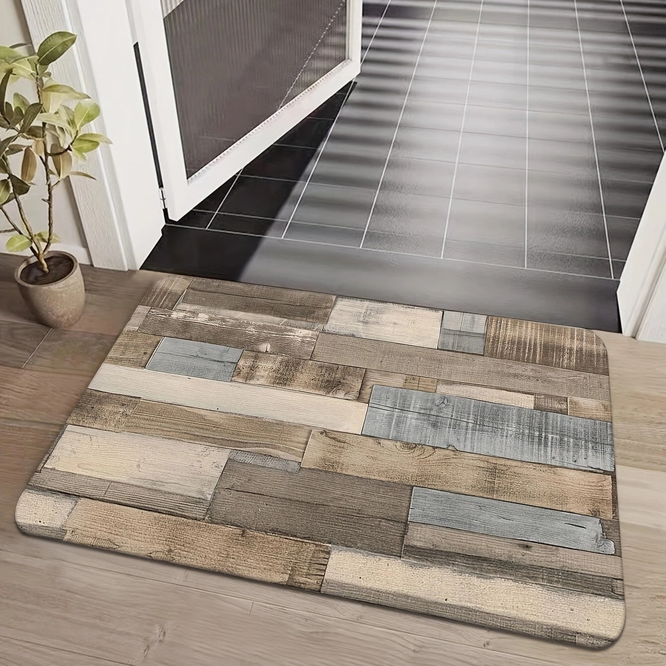 Absorbent non-slip floor mat prevents damage and odors in home bedrooms and kitchens.