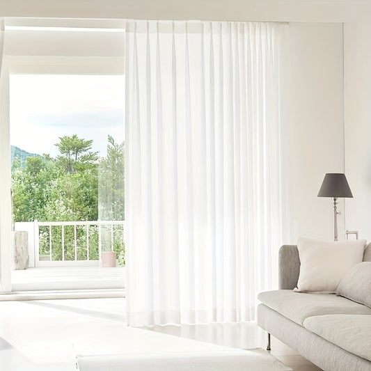 Modern White Chiffon Semi Sheer Curtain perfect for any room in your home. Use in the living room, bedroom, kitchen, or even on a door. Can be hung with hooks or rings for easy installation. Add a soft touch to your home decor with this elegant window