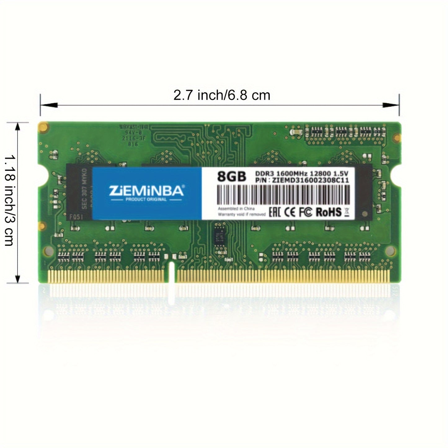 Zeminba DDR3 laptop RAM 8GB 1600MHz SO-DIMM 1.5V