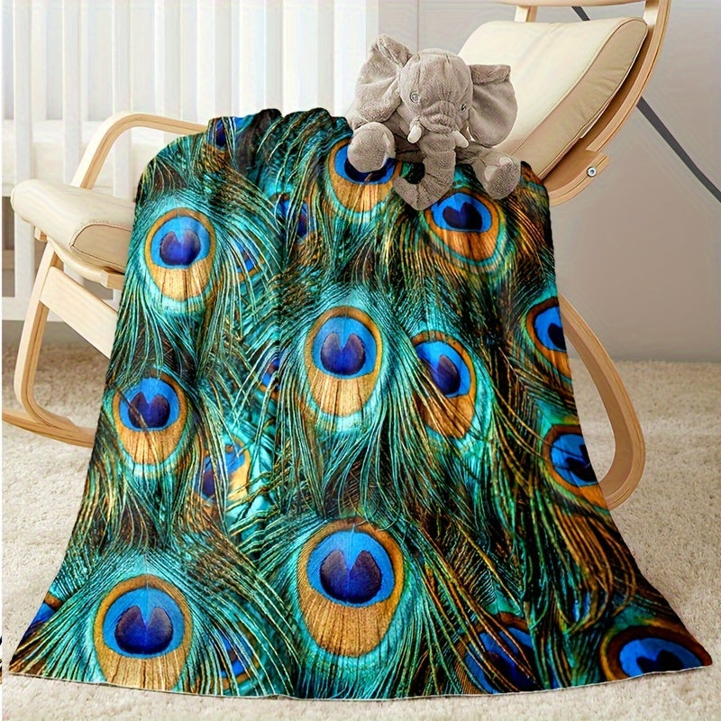 Stay warm and cozy all year round with this luxurious Peacock Feathers Pattern Flannel Blanket. Perfect for traveling or snuggling up at home, this soft and warm blanket is a must-have for all seasons.