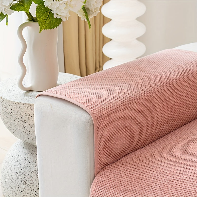 1pc Non-slip Sofa Slipcover Furniture Protector, for Bedroom Office Living Room Home Decor. Handrail Backrest Cover Pillowcase sold separately.