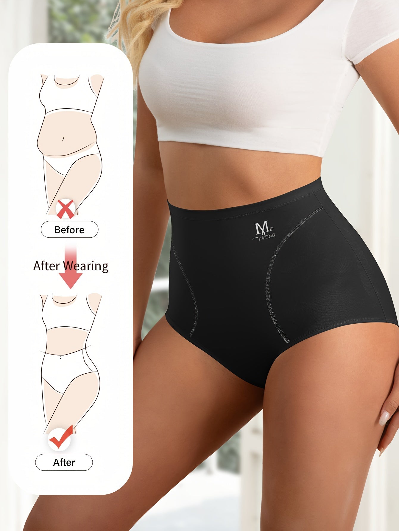 MIOTAN High-Waist Tummy Control Panties: Soft, Lightweight, Black, 1pc, Elastane Construction for Tummy Control