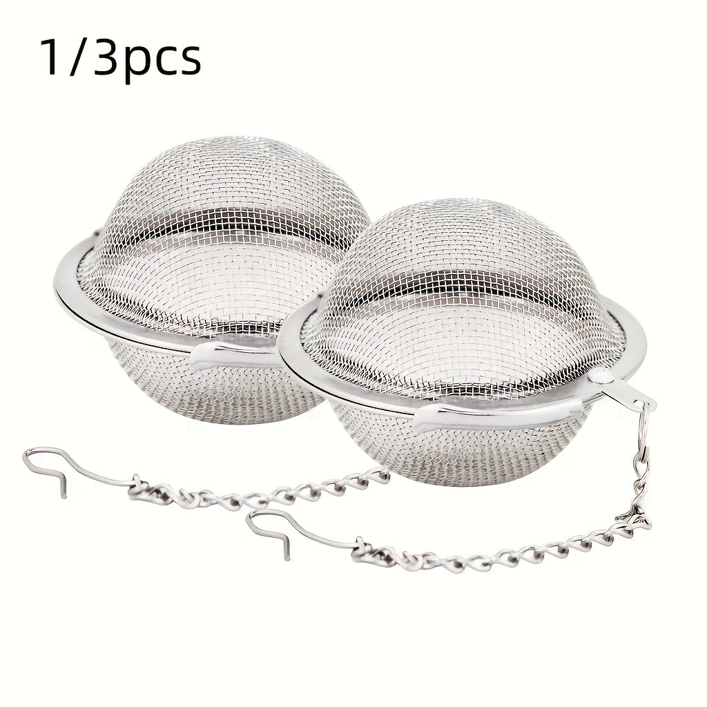 Stainless Steel Tea Ball Strainers Set with Premium Quality - Includes Extra Fine Mesh Infuser for Loose Leaf Tea, Multiple Sizes with Chain Hook, Resistant to Rust, Simple to Clean Tea Strainers Kit.