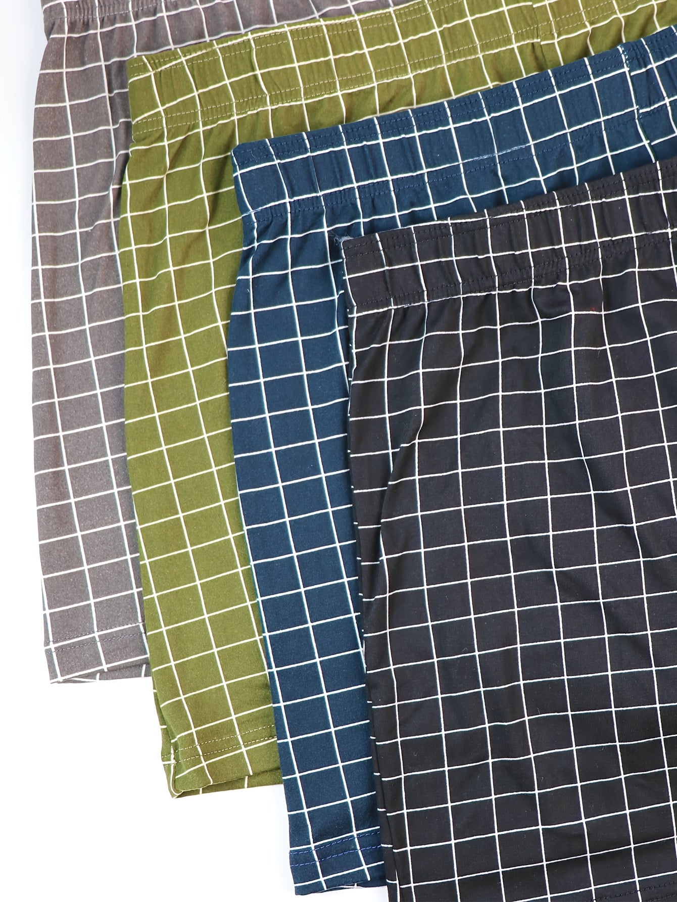 Men's 4pcs Classic Plaid Print Underpants, Trendy and Comfortable.