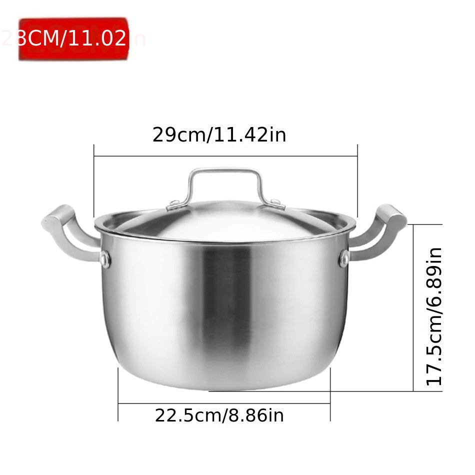 High-Quality 5-Layer Stainless Steel Soup Pot Featuring a Full Lid - Ideal for Both Home and Restaurant Cooking, Made from Long-Lasting SUS304 Material.