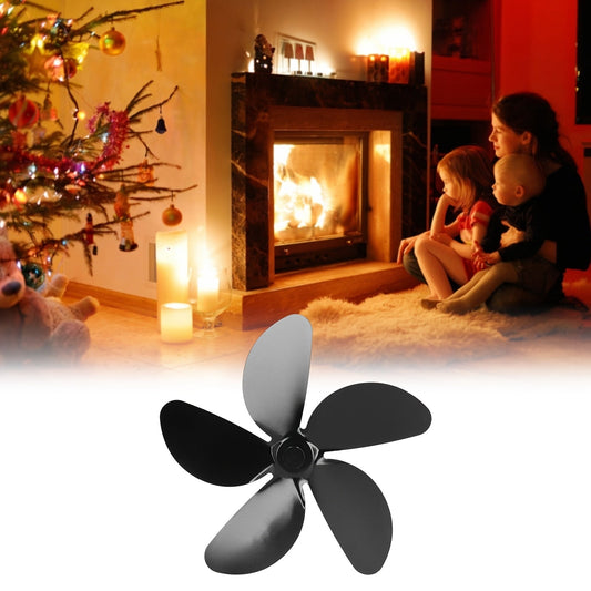 Portable Fireplace Fan Blade with 5 Metal Blades, Made of Aluminum Alloy, Does Not Require Electricity, Comes with Various Components, Wearable Design for Improved Air Circulation