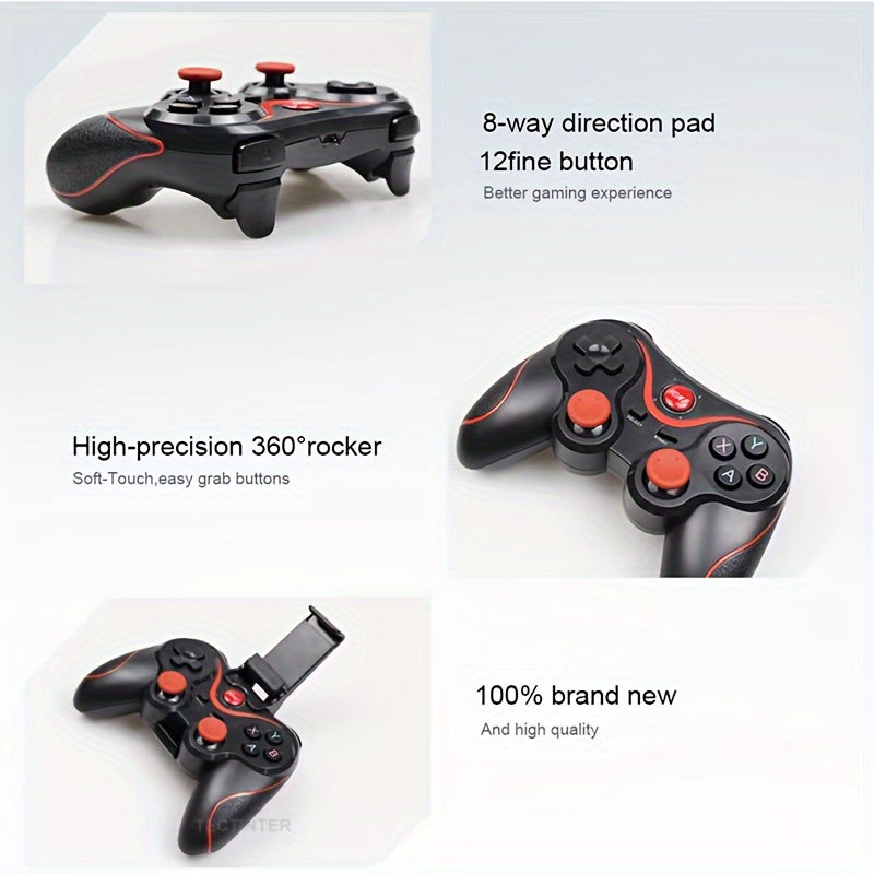 Wireless game controller for Android, iOS, PC, Nintendo Switch with ABS material and creative game type, also compatible with PS3 and T3 joystick accessory.