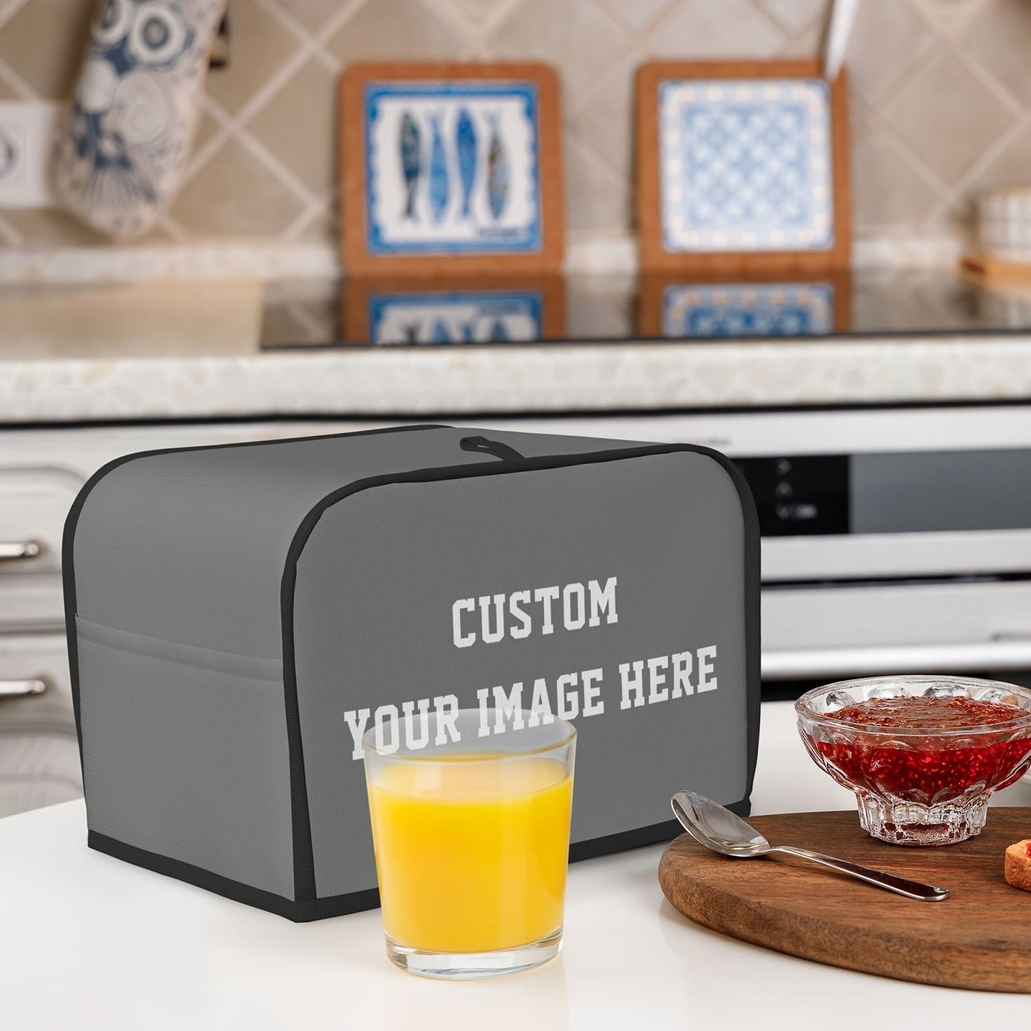 1pc Toaster Cover, Customizable Design, 2-Piece Set for Universal Fit, Made of Polyester, Easy to Clean in the Washing Machine, Fits Double Slot Toasters, Resistant to Fingerprints, Perfect Addition to Kitchen Decor, Essential for Home Dining Needs