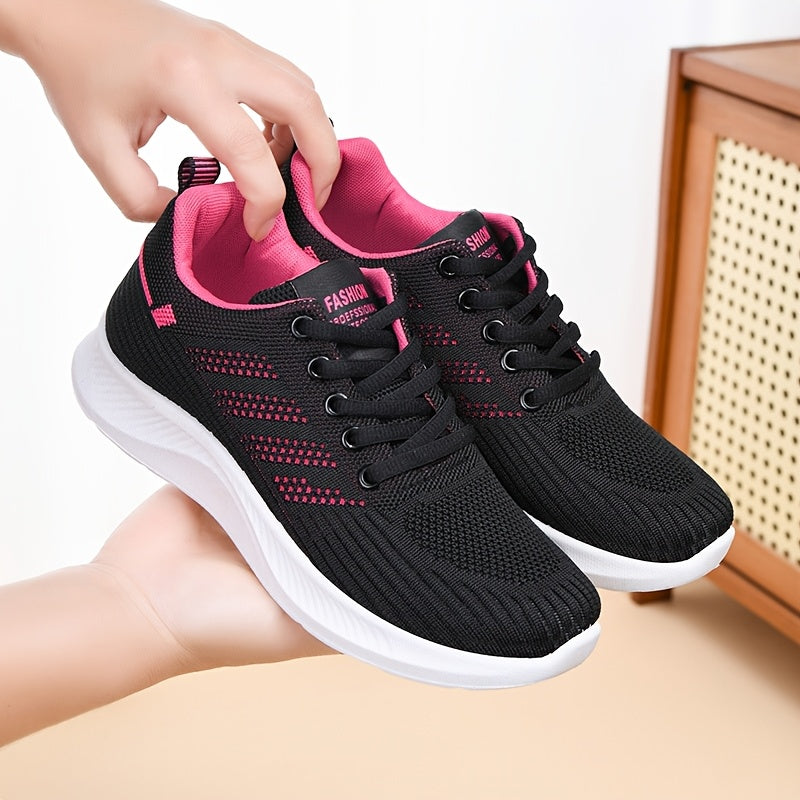 1 Pair Women's Breathable Casual Running Sneakers with PVC Sole for All Seasons