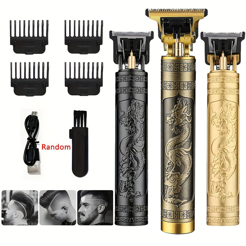 The perfect gift for Father's Day, this 1pc Professional Engraved Hair Clipper for Men features a USB Rechargeable Lithium Polymer Battery. This Plastic Electric Hair Cutting Tool comes with Guide Combs, Beard Trimmer, and is a Barber Shop Essential.