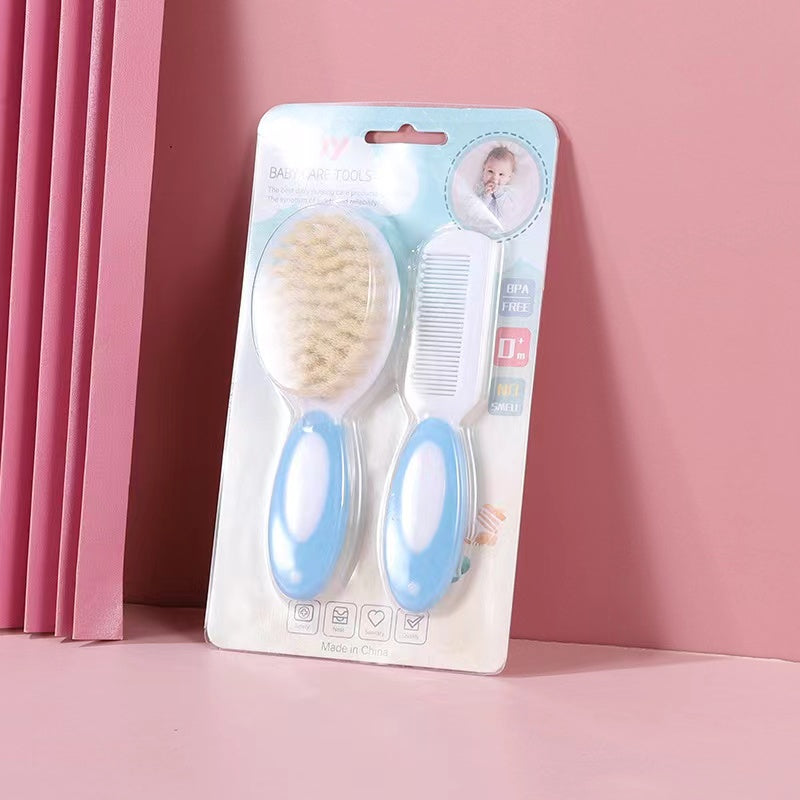 Set of 2 Baby Hair Brush and Comb for Treating Cradle Cap | Gentle Baby Brush with Soft Bristles, Baby Comb, Massaging Baby Care Set | Perfect Grooming Set for Infants and Young Children