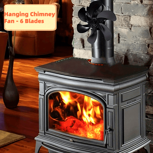 Upgrade your wood/log burner with the 6-Blade Heat Powered Stove Fan. This quiet, high-speed chimney fireplace fan is wall-mountable and designed to increase heat distribution. Enjoy the benefits of low noise and stove top protection with this improved