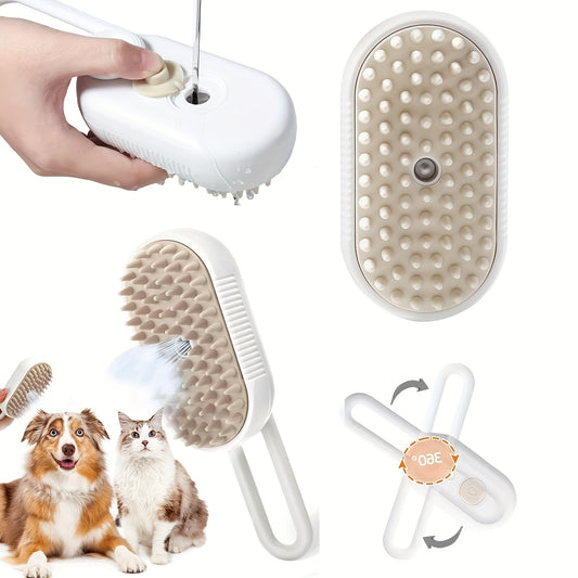 3 in 1 pet grooming tool with release button, spray, and hair removal - Steam brush for cats and dogs.