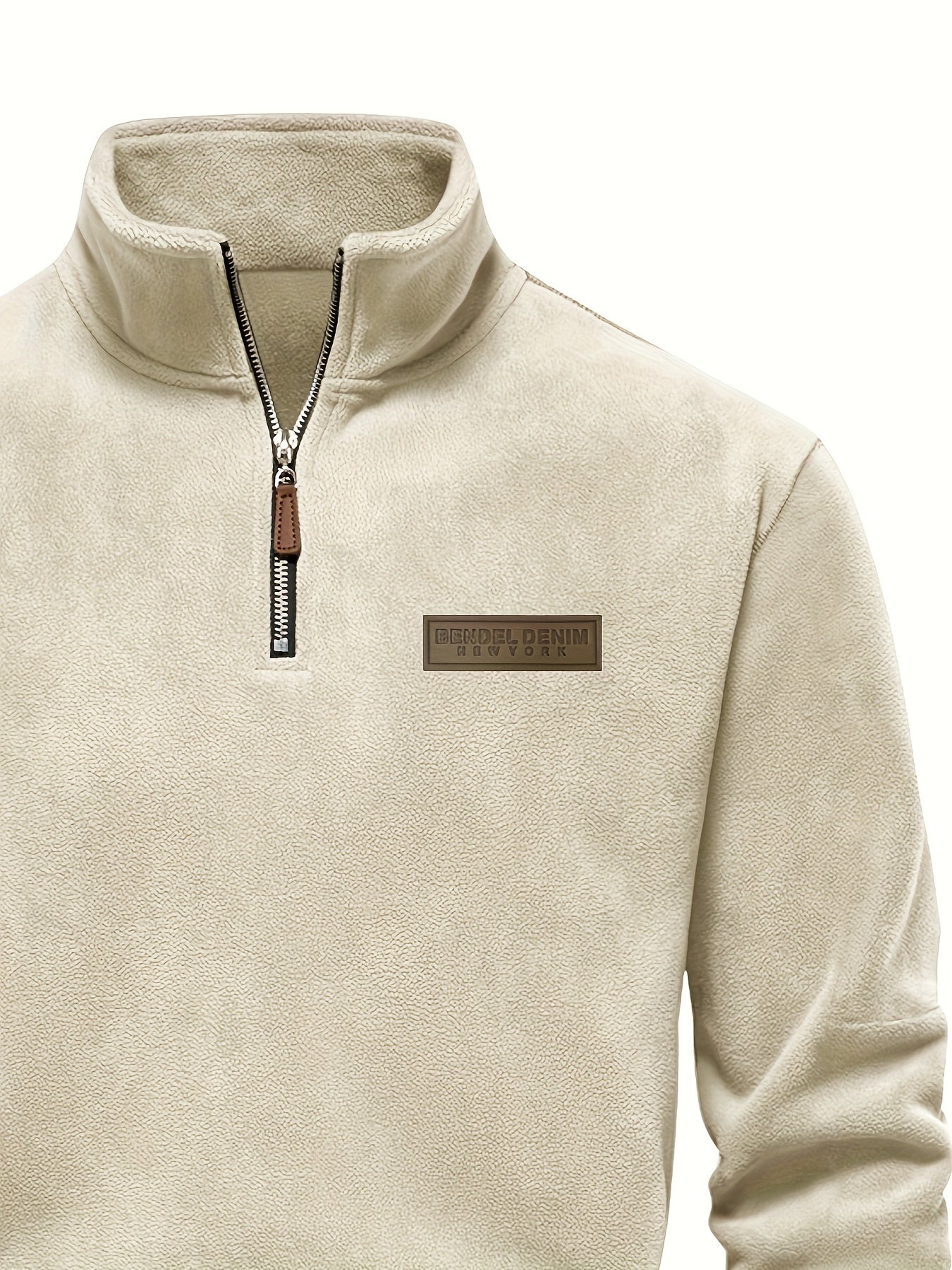 Men's Half-Zip Fleece-Lined Sweatshirt- Casual, Stand Collar, Long Sleeve for Fall/Winter