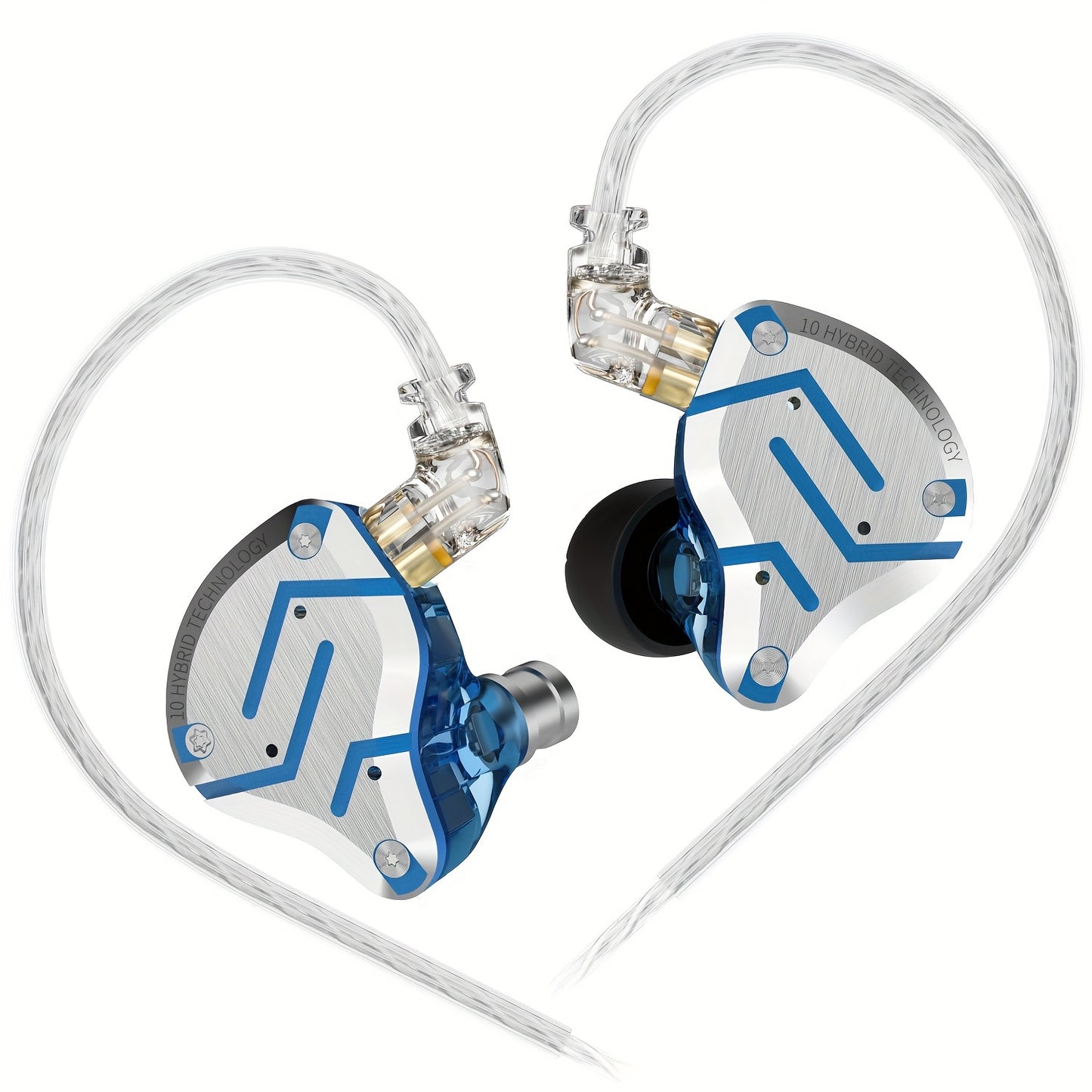 KZ ZS10 Pro earbuds with 4BA 1DD drivers and HiFi bass, includes detachable 2-Pin C cable.