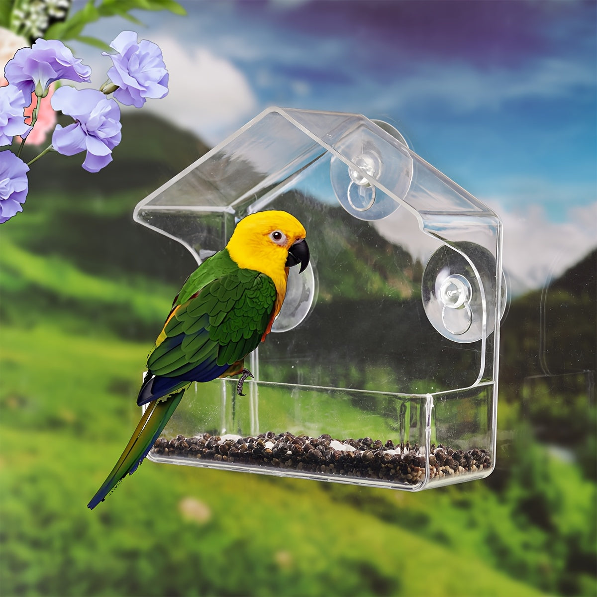 Durable Clear Acrylic Bird Feeder for Outdoor Wild Birds