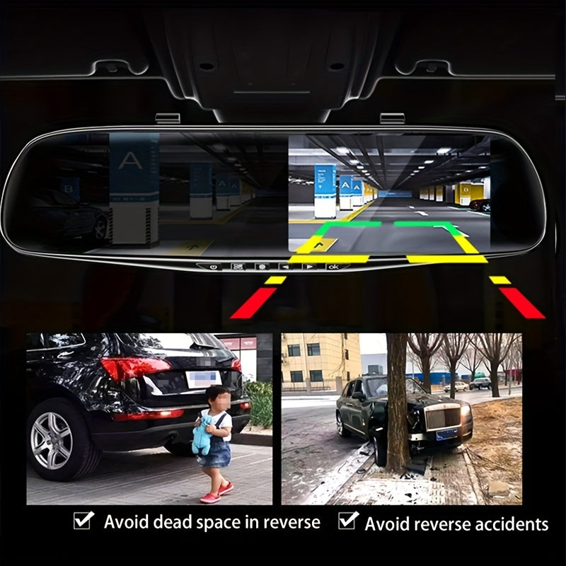 Baideluo 4.5-inch dual lens dashcam with HD front and rear cameras, night vision, and reversing image. Compatible with all car models.