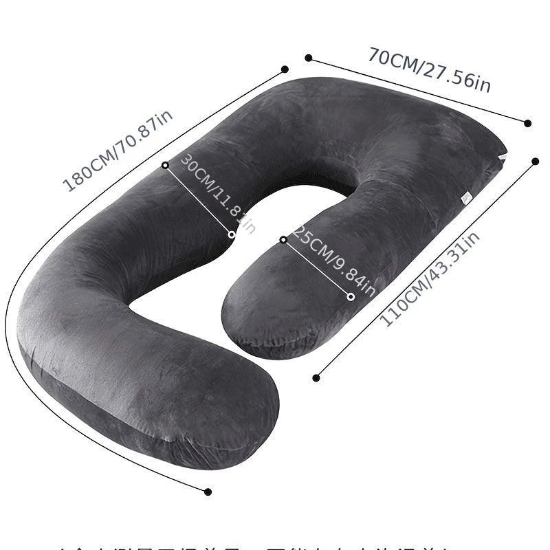 J-Shape Pregnancy Pillow with Cooling Dark Grey Cover - Ideal for Sleeping and Support During Pregnancy, Maternity, and for Adults - A Must-Have for Expecting Mothers.