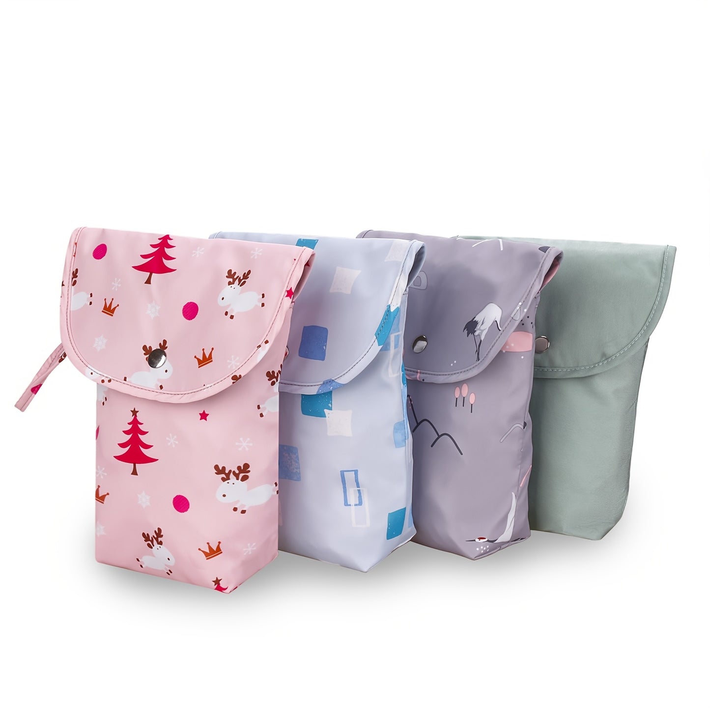 Durable polyester diaper storage bag for kids, perfect for diapers and wet wipes.