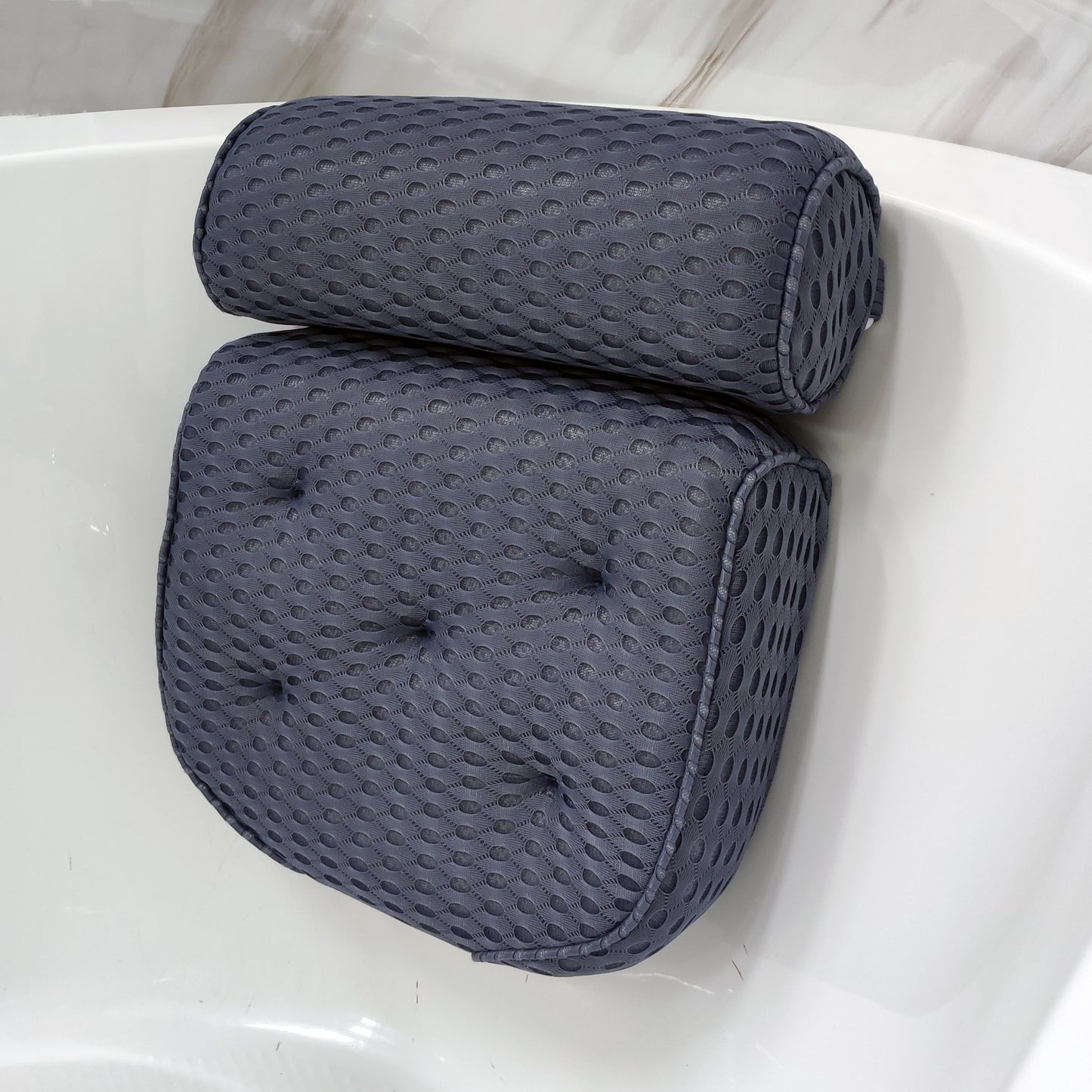 1pc Spa-like Bathtub Pillow with Non-Slip Suction Cups providing Neck and Back Support for your bathroom.