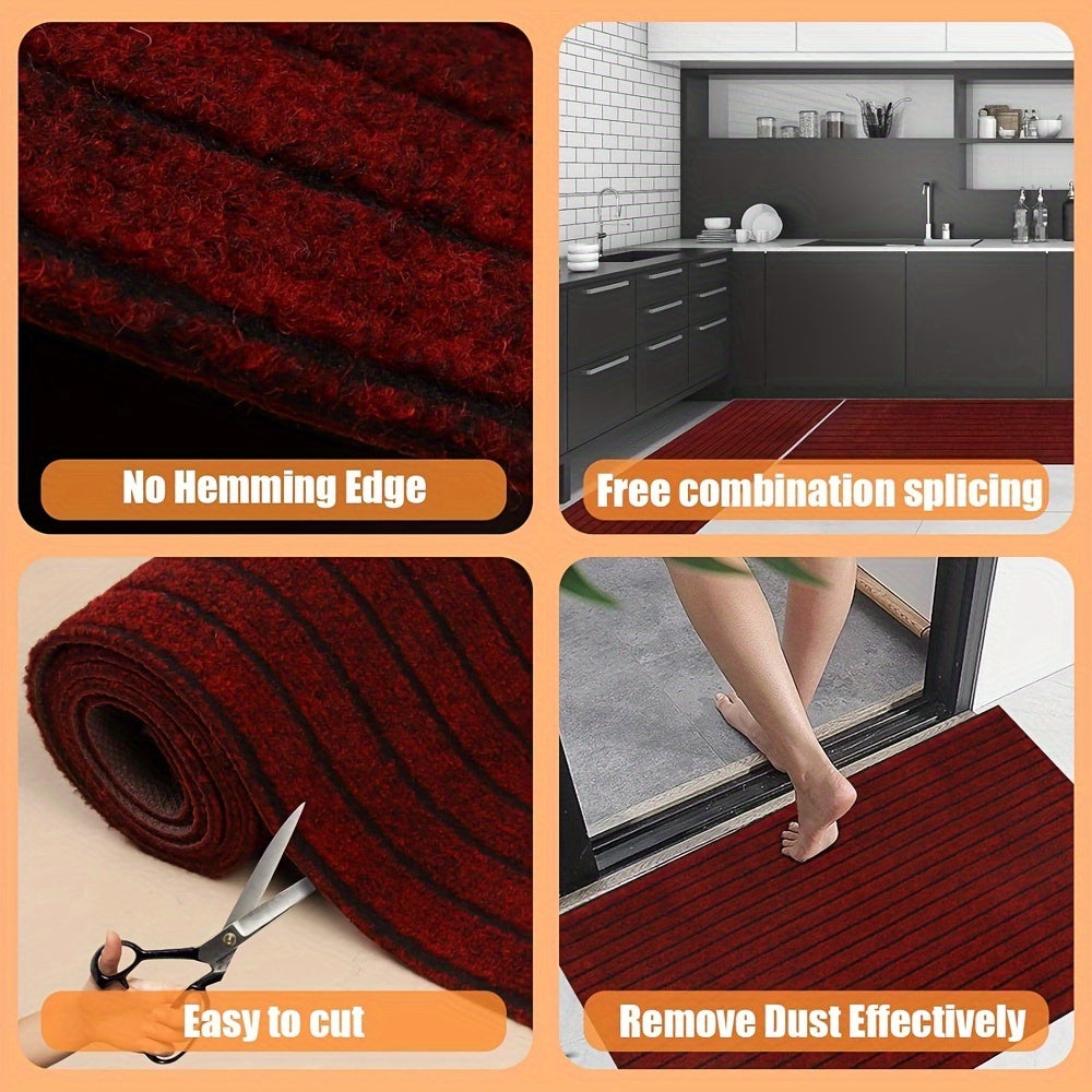 Non-slip laundry room carpet with rubber backing, washable indoor/outdoor runner carpet (1800G/㎡), ideal for entryways and balconies.