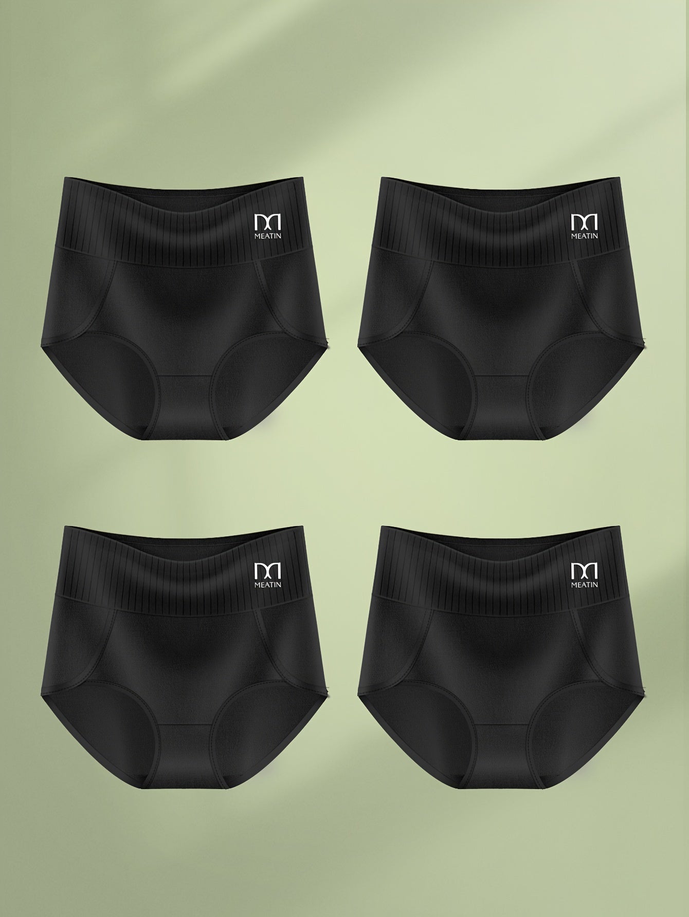 4 black high-waisted women's underwear with tummy control and waist cinching.