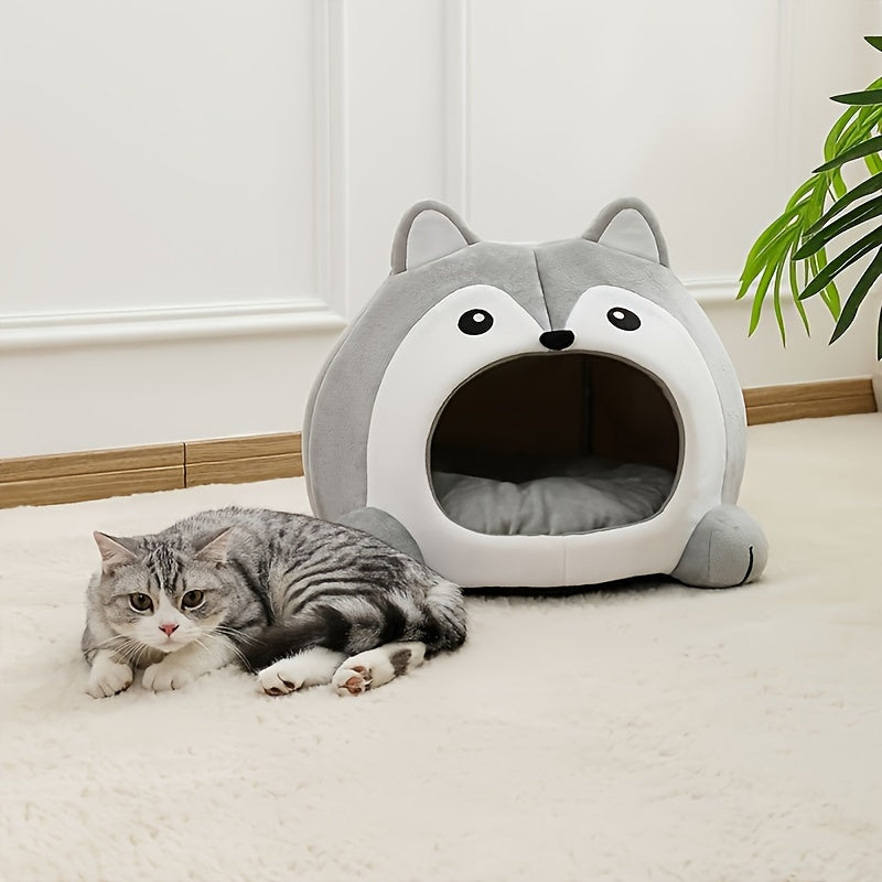 Cozy cat bed for puppies and kittens, providing a warm and soft sleeping area.