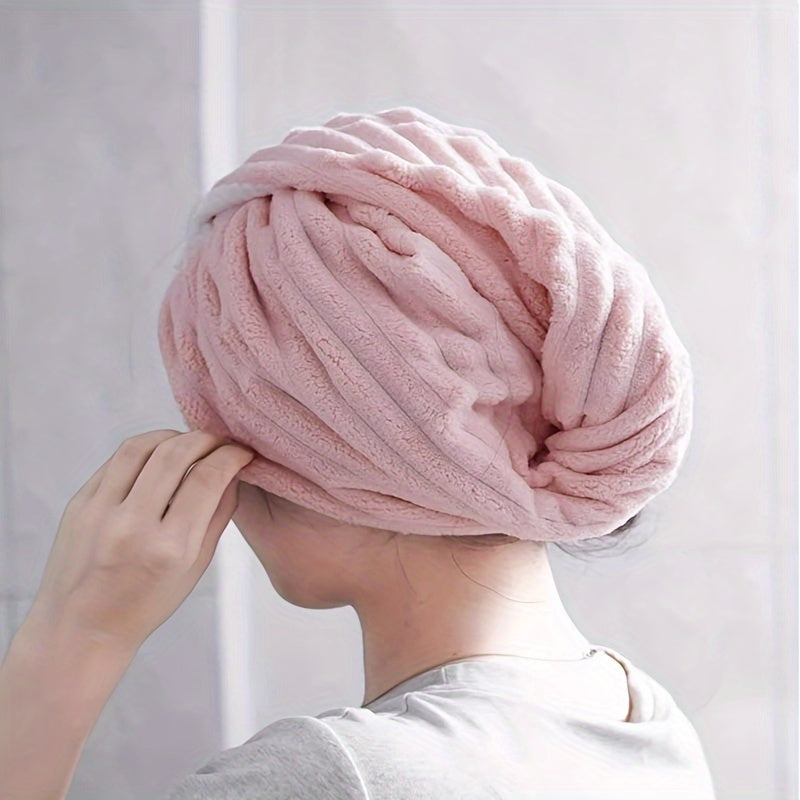 Women's hair drying hat with super absorbent quick-drying towel and double-layer shower cap.