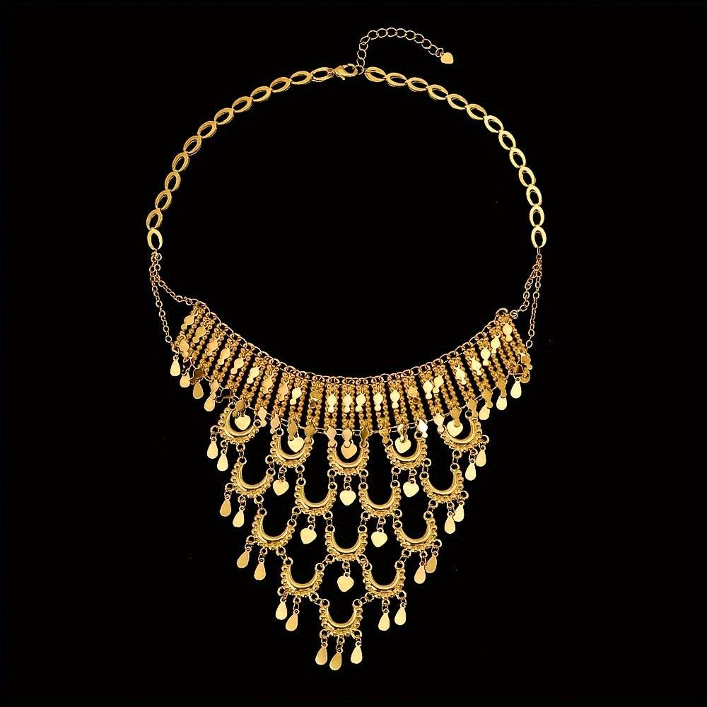 Stunning Copper Golden Plated Jewelry Set with Middle East-inspired design, perfect for weddings or parties, ideal for the elegant women of the region.