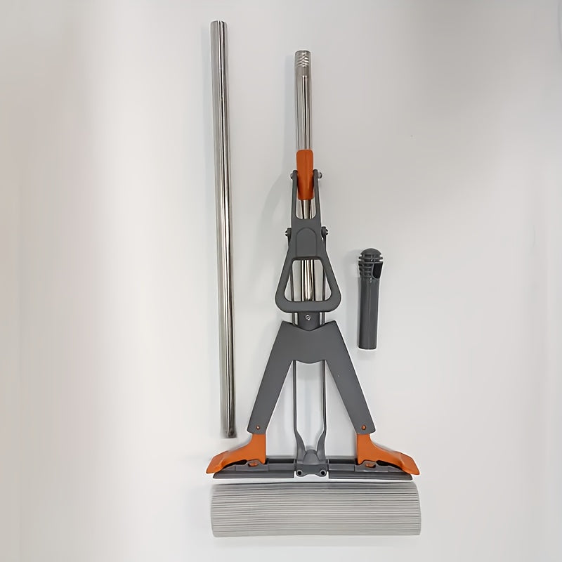 Easy to use and efficient, the 1pc Easy Squeeze Roller Mop features a durable stainless steel frame and a thick absorbent sponge for hands-free washing. With efficient water wringing and no battery required, this mop is perfect for cleaning the living