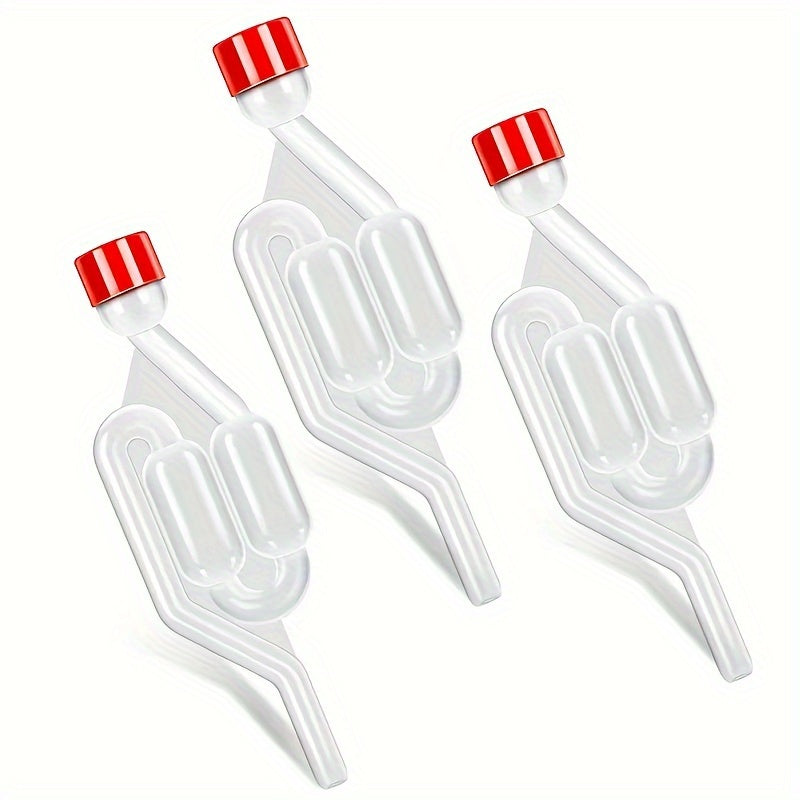 3 S-Shape Fermentation Bubble Airlocks for Homebrew & Wine Making, made of durable polypropylene with food-safe grommets, perfect for pickling & fermenting in Mason jars.