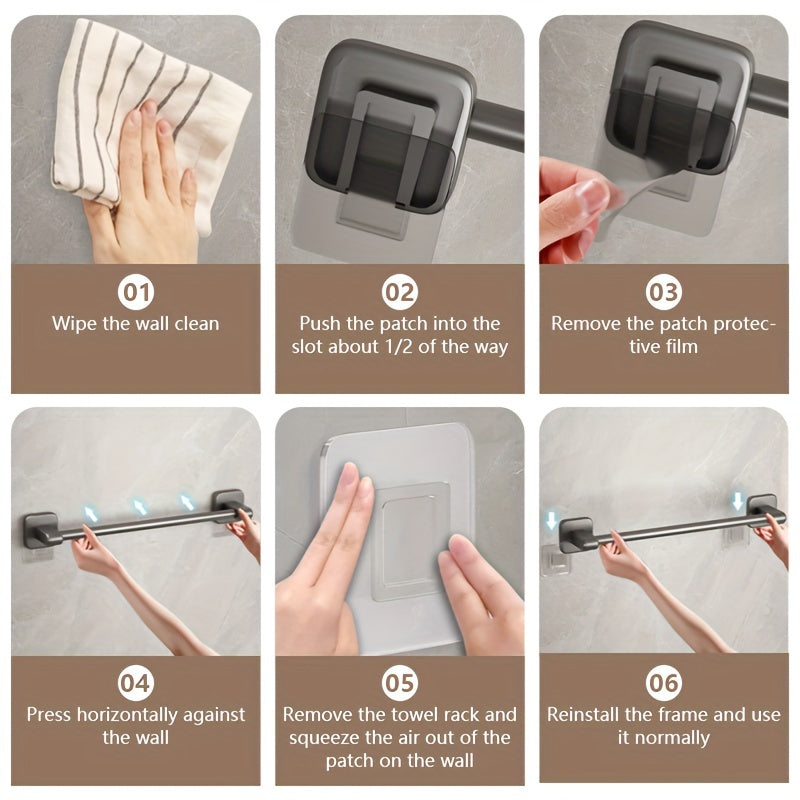 Space-saving self-adhesive towel bar made of rustproof aluminum and durable ABS for easy installation in bathrooms and kitchens. Available in 30/40/50cm options with a sleek modern design, perfect for storage and as a gift decoration.