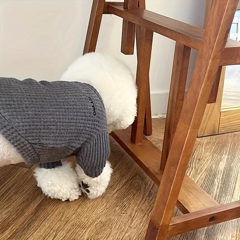 Stylish knitted pet sweaters in various colors with cozy pineapple grid design, perfect for small dogs in spring and autumn.