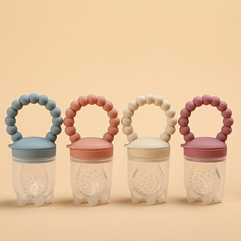 Get your hands on the PanLynner Silicone Teething Pacifiers, perfect for babies aged 0-3 years! This set includes 3 fruit and vegetable feeders with handles. It's advised to hand wash these food-grade teethers. They make an ideal gift for Christmas