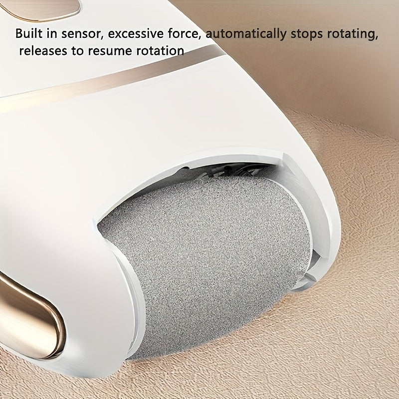 NIJ Rechargeable Electric Foot Grinder with USB-powered, 400mAh lithium battery, ergonomic design for smooth faux leather polishing, portable with digital display.