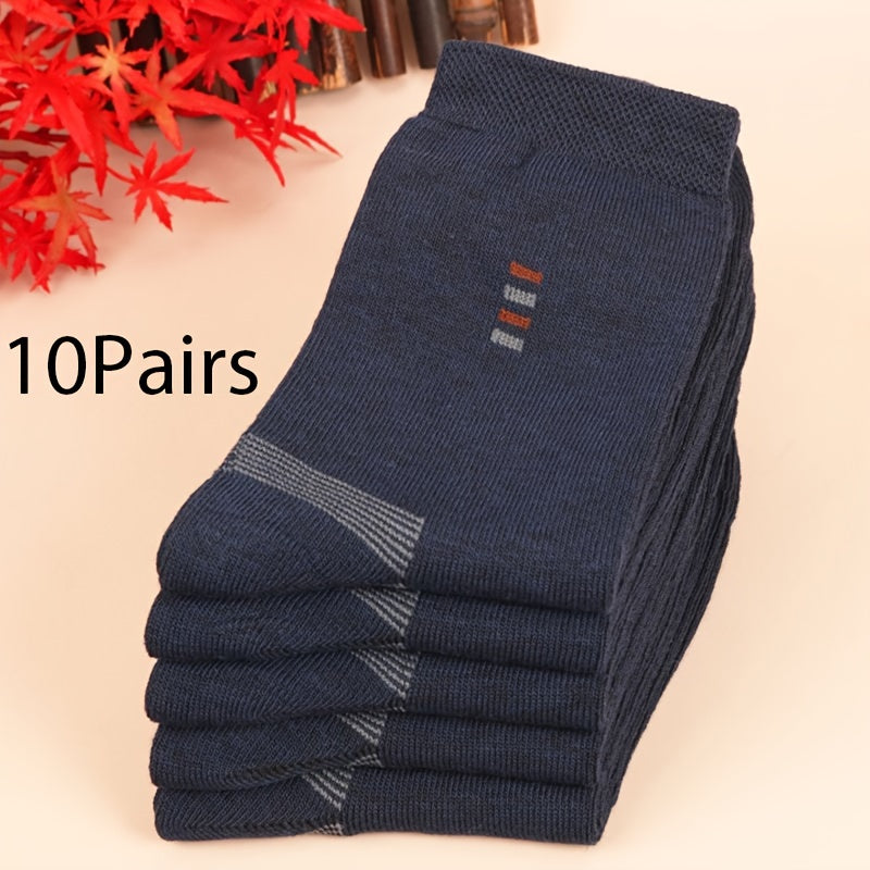 5 Pairs of Men's Classic Crew Socks, Breathable and Comfortable for All Seasons