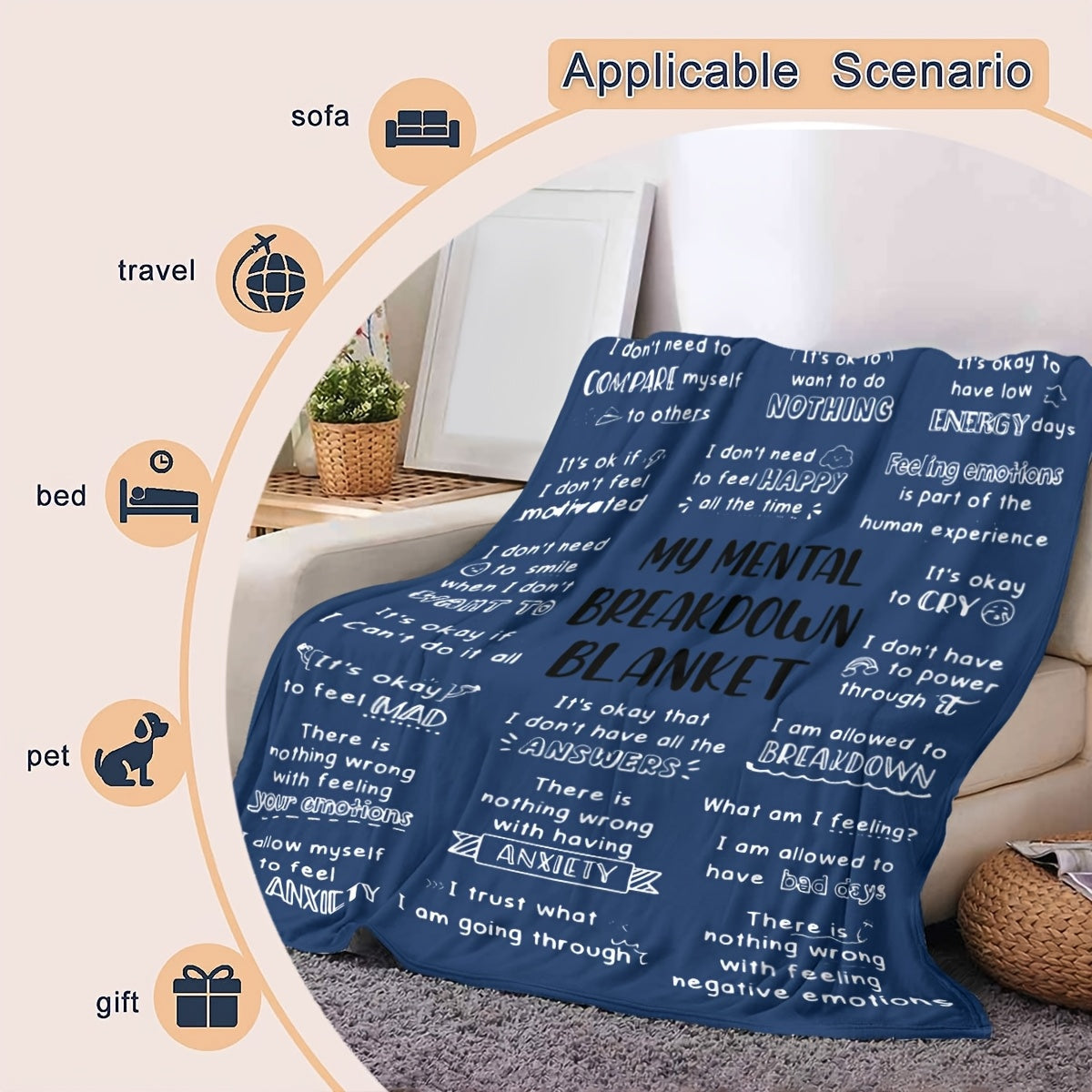 Stay Warm and Cozy with our 'My Mental Breakdown' Flannel Blanket - Great for Gifting to Both Men & Women, Perfect for Christmas & Birthdays, Promotes Mental Health, Enhances Home Decor, Ideal for Relaxing on the Sofa or Traveling - Long-Lasting, Easy to