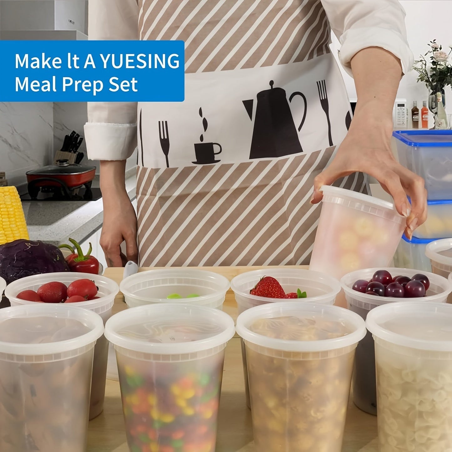 A pack of ten 32-ounce plastic food containers with tight-fitting lids. These sealed containers are perfect for storing leftovers, freezer meals, and microwaveable dishes. They are also dishwasher safe, making cleanup a breeze. Use these versatile