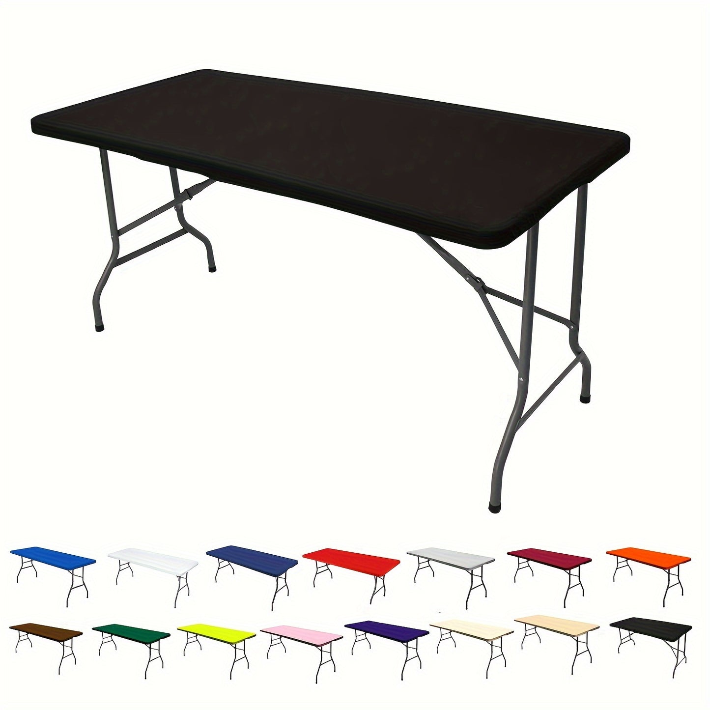 Polyester half pack stretch table cover for Christmas parties, suitable for indoor and outdoor use.