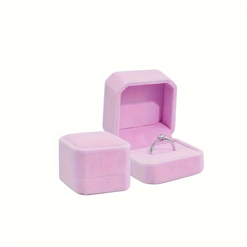 Elegant velvet jewelry box with cufflink compartment, classic design for rings, earrings, and necklaces. Soft fabric interior, available in multiple colors. Ideal gift packaging for special occasions.