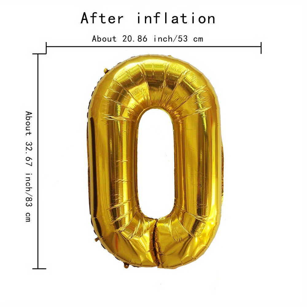 Large Golden Digital Aluminum Film Balloon (101.6cm) for Birthday, Anniversary, or New Year's Eve Parties. Self-sealing and perfect for decoration.