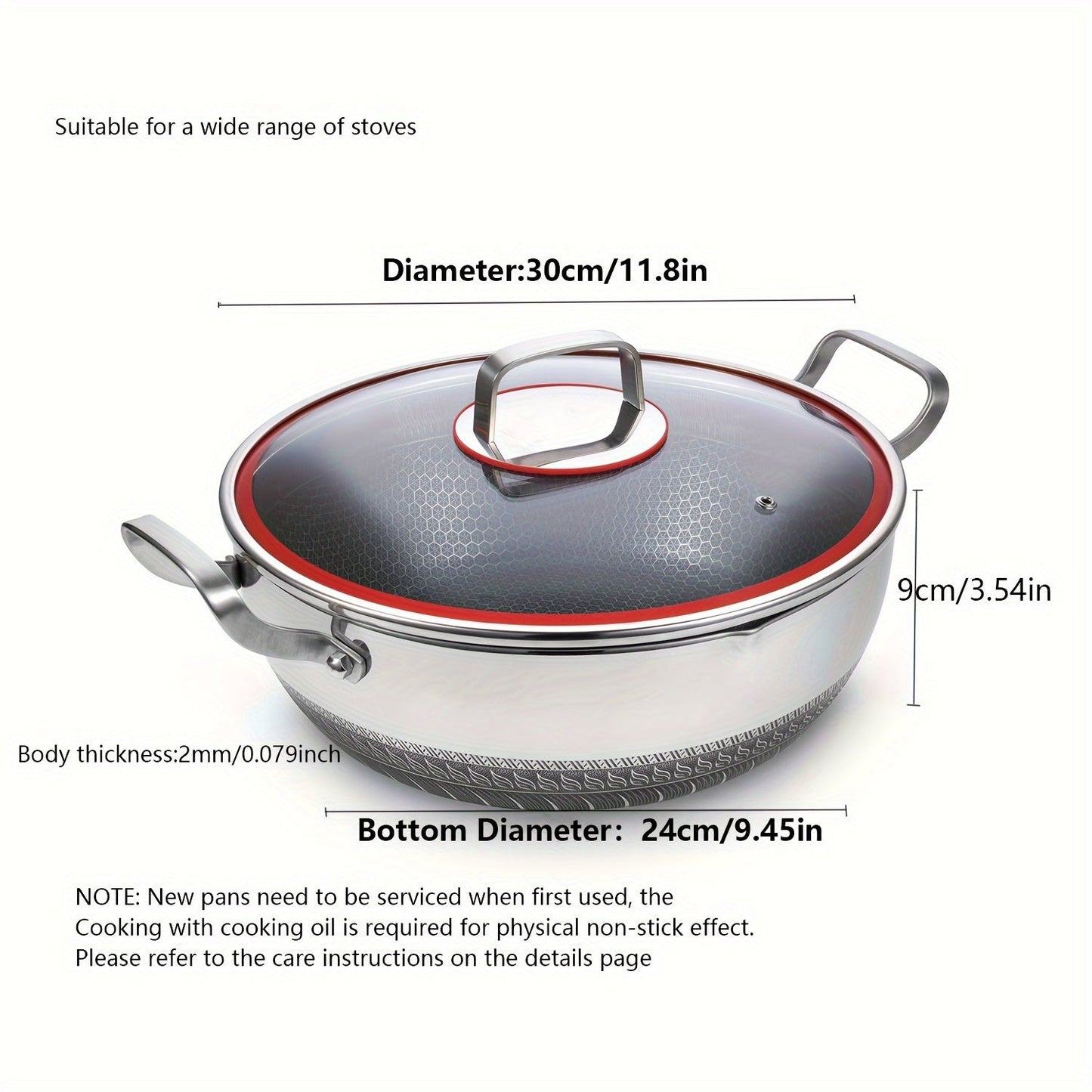 Durable Cookware Set for Home Kitchen Use: Tri-Ply Stainless Steel Frying Pan and Non-Stick Soup Pot with Lid, Ideal for Hot Pot Cooking