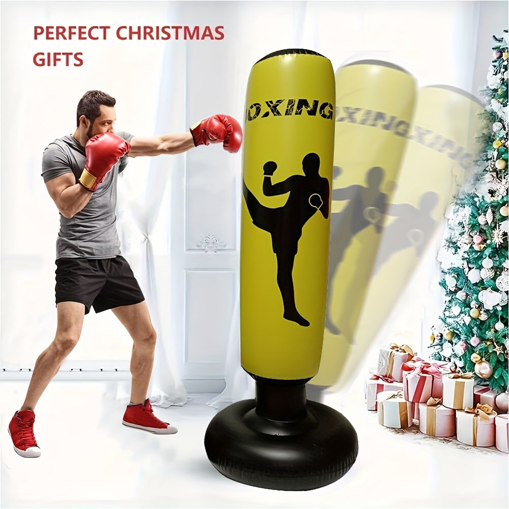 Compact and lightweight vertical punching bag for home gym and training parties, with quick rebound and relaxation benefits. Foldable PVC boxing column in mixed color, perfect for fitness