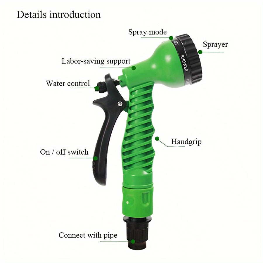 3X Expandable Garden Hose with High-Pressure Spray Gun, 7 Adjustable Modes, PVC Material, Water Spray Nozzle, Interface Connectors for Car Wash & Outdoor Use (7.62m to 30.48m)