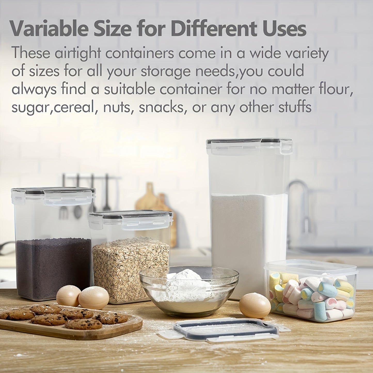 6-piece BPA-free food storage container set with labels and marker for RV pantry organization.