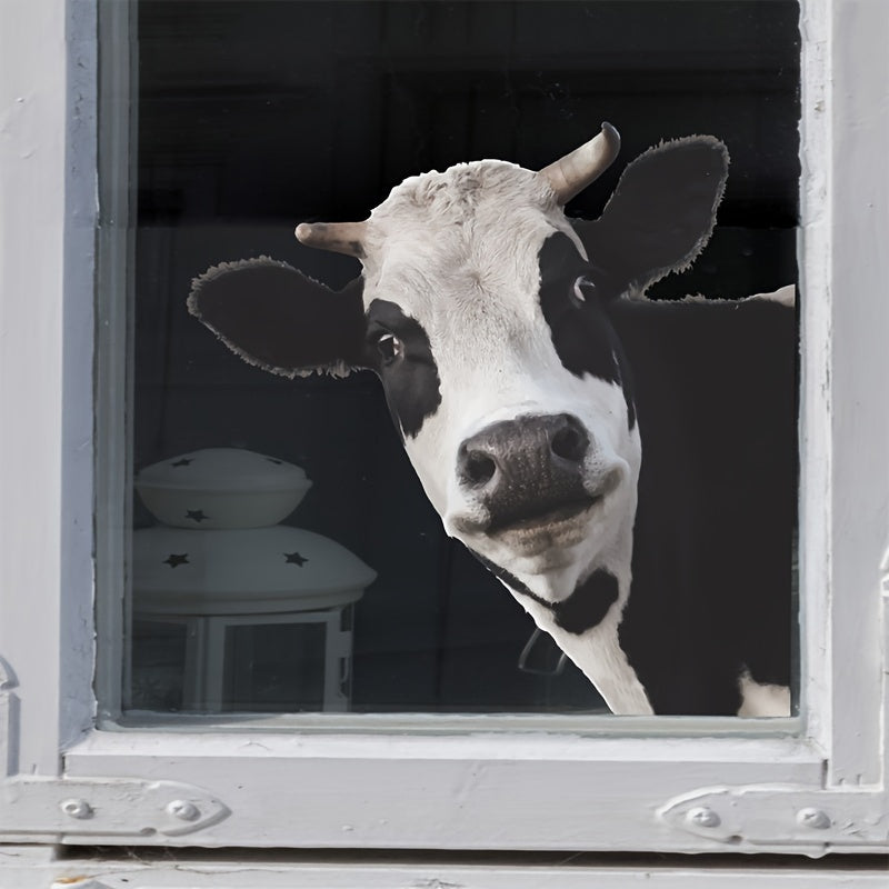 Cute cartoon cow window cling - Ideal for decorating bedrooms and entryways, effortless application without the need for power.