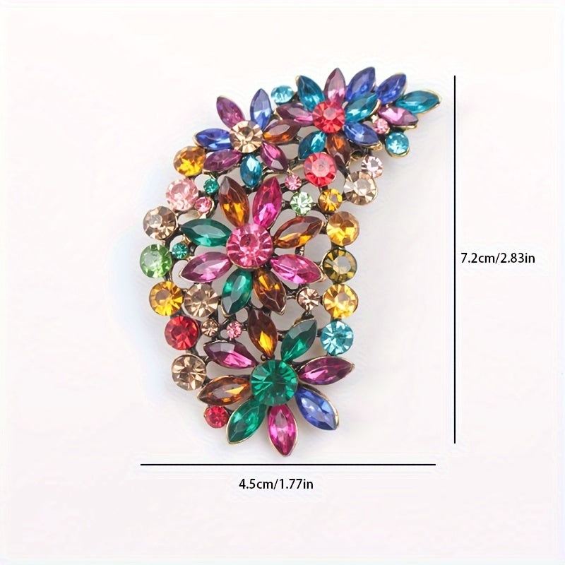 Get your hands on the 2021 New European and American Personalized Retro Colorful Glass Exaggerated Brooch Female Temperament Pin straight from the factory!